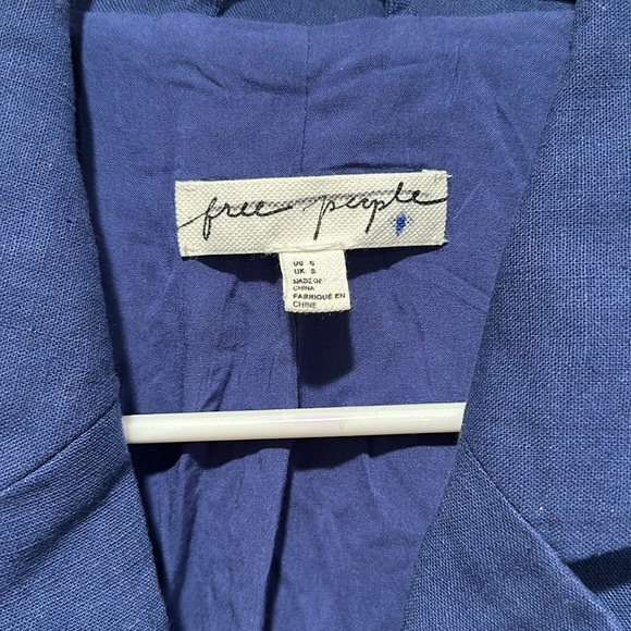 Free People Marni Blue Linen Blend Blazer - Picture 4 of 5